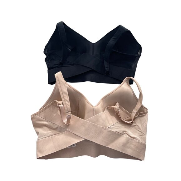 Rhonda Shear 2 Pack Molded Cup Bra with Wrap Back Size Large White Beige 658.6 - Picture 3 of 10